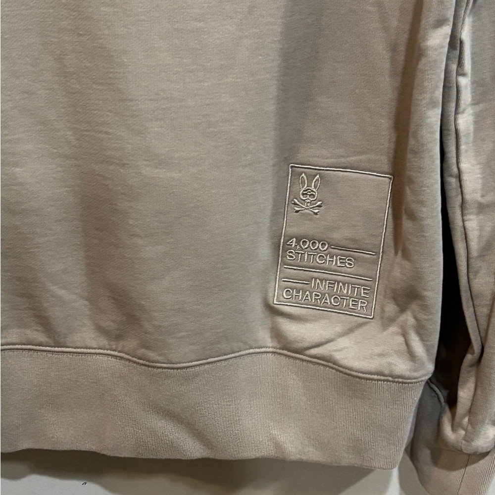 Psycho Bunny Hoodie Mens XL Beige Pullover 4000 Stitches Infinite Character - Picture 7 of 8